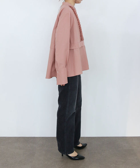 tuck frill flare shirt